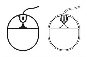 Minimalist computer mouse outline icon black and white art vector