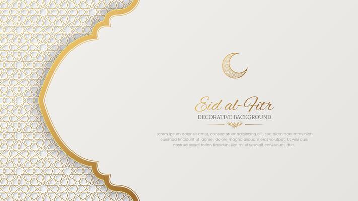 Eid al Fitr Arabic Islamic Elegant White Luxury Ornamental Background with Copy Space for Text
