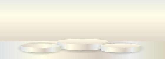 Luxury cylindrical podium for displaying cosmetics and products on an abstract background in light gold color vector