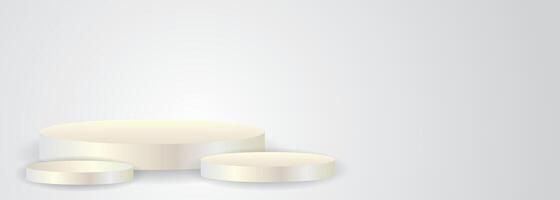 Luxury cylindrical podium for displaying products on abstract background in light gray color vector