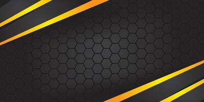 hexagons on black background with yellow abstract outlines vector