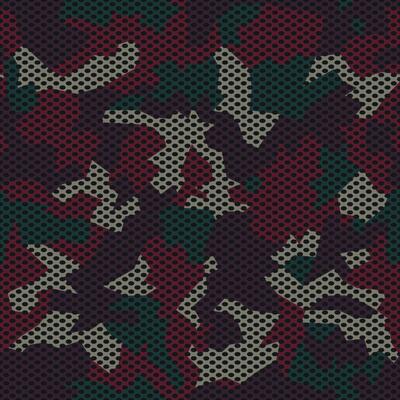 Camouflage seamless mesh pattern. Dark camo design for t-shirt. Military background with holes. Army clothing, Woven fabric effect texture
