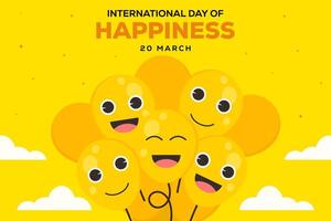 international day of happiness background illustration vector