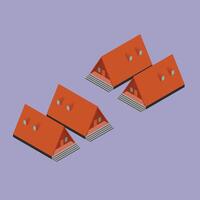 isometric illustration of a simple cabin with dominant brown color vector