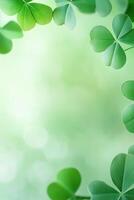 Clover leaf arrangement on a soft green background photo