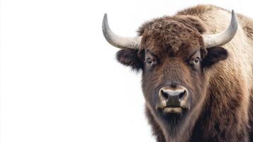 Close-up portrait of a European bison photo