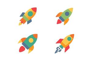 four colorful rocket icons on a white background vector