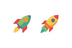 two colorful rockets are shown on a white background vector
