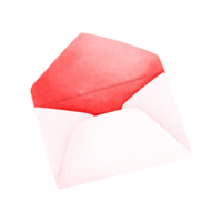 Watercolor painting of a white envelope with red inside. png