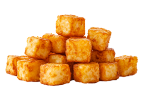 Freshly Cooked Tater Tots in Large Piles png