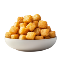 Perfectly Stacked Tater Tots in a Serving Dish png