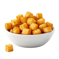 Fried Tater Tots in a Bowl with Crunchy Coating png