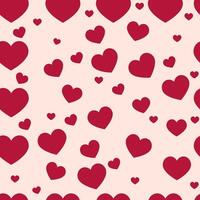 Lovely Valentine pattern with red hearts and flat background vector