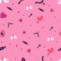 Valentine's Day pattern on a pink background with hearts vector
