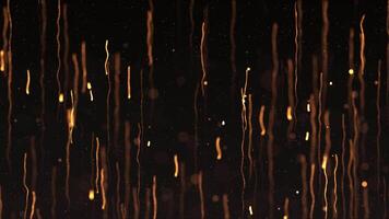 Falling bright golden particles, animation of dust and shiny dots, beautiful bokeh, rain of orange particles, glitter. animation loop 4k . video