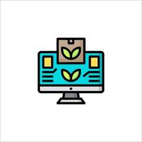 A computer screen with a plant on it vector