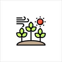 A green plant with sun and wind blowing on it vector