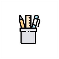 A pencil and ruler in a container icon vector