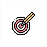 A pencil is holding a target in the center of a dartboard vector