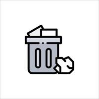 A trash can with a paper and a piece of paper inside vector
