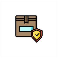 A box with a shield and a check mark on it vector