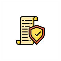 A document with a check mark and a shield icon vector