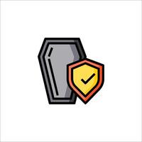 A coffin with a check mark on it vector