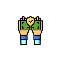 Hands holding money icon with a check mark vector