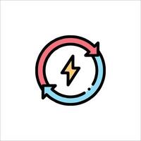 A colorful icon of a lightning bolt and a circle vector