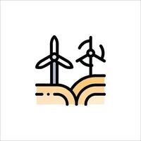 Wind turbines on a hillside, with a windmill in the middle vector