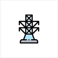 A black and white icon of a power tower vector