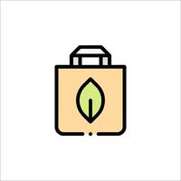 A green leaf in a bag icon vector