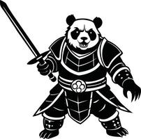 Ninja Panda Silhouette with Dynamic Pose vector