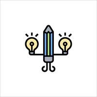 A pencil with two light bulbs on it vector