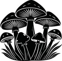 Mushrooms in Silhouette vector