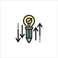 An icon of a light bulb with arrows pointing up vector