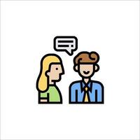 A man and woman talking to each other with a speech bubble vector