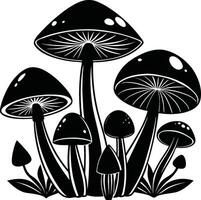 Forest Mushroom Silhouette Illustration vector