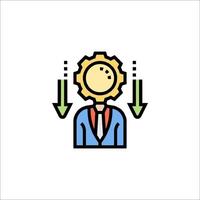 A man in a suit with a gear on his head vector