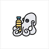 Octopus with bottle of alcohol icon vector