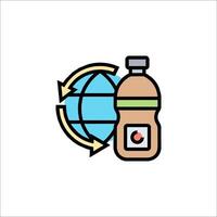 A bottle of water and a globe icon vector