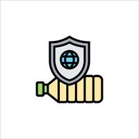 A globe and shield icon on a white background vector