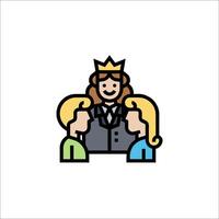 A woman with a crown on her head and a man in front of her vector