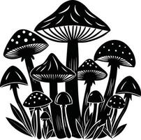 Mystical Mushroom Silhouette Design vector