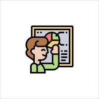 A woman pointing to a chart on a white background vector