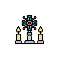 A cross and candles on a white background vector