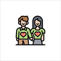 Couple holding hands with heart icon vector