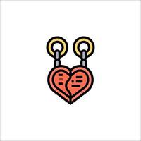 Broken heart icon with two chains vector