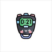A cartoon clock with a face and eyes vector