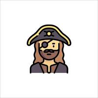 A pirate icon with a beard and hat vector